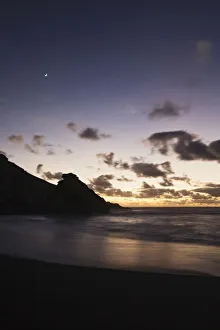 Bay of El Golfo at dusk, Lanzarote, Canary Islands, Spain, Europe Bay of El Golfo at dusk, Lanzarote, Canary Islands, Spain, Europe