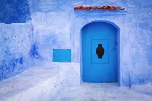Images Dated 21st April 2015: Beautiful street of Chefchaouene, town with white and blue colors in Morocco