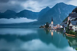 Beautiful View of Hallstatt in the Cloudy Evening Beautiful View of Hallstatt in the Cloudy Evening