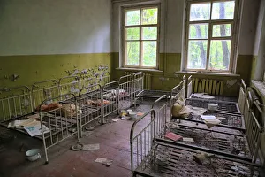 The bedroom in abandoned kindergarten within Chernobyl exclusion zone The bedroom in abandoned kindergarten within Chernobyl exclusion zone