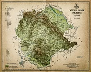 Montenegro Collection: Belovar-koros, Croatio map from 1893