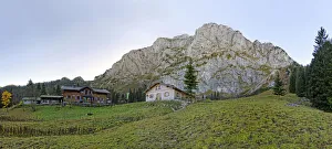Benediktenwand ridge with Tutzinger hut Benediktbeuern, Upper Bavaria, Bavaria, Germany Benediktenwand ridge with Tutzinger hut Benediktbeuern, Upper Bavaria, Bavaria, Germany