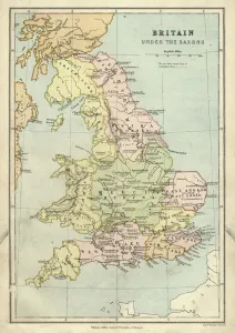 Anglo Saxon Britain Antique Map Art Print