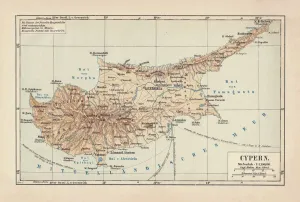 Prints of Ancient map of Cyprus. Lithograph, published in 1880 Related Image Prints: Ancient Map of Cyprus Print, 1880 Lithograph Edition