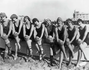 1920s Bathing Beauties Print: Early Style Swimwear
