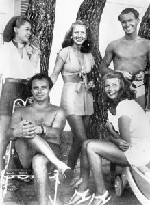 Rita Prints: Ann Woodward with Rita Hayworth and Aly Khan Print, 1948