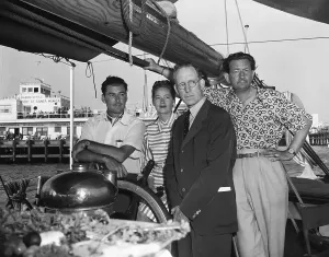 Errol Flynn and Family on the Zaca Schooner Print