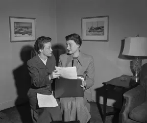 Historical Figures In Engineering Prints: Katherine Stinson and Evelyn Jetter Having Conversation