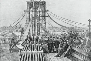 Civil Engineering History Prints: Men Building Brooklyn Bridge