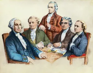 Alexander Hamilton Prints: Original Print of George Washington with Cabinet Members