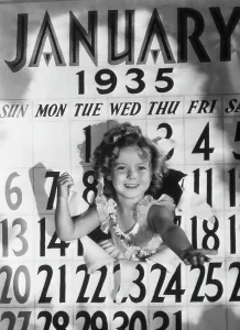 Shirley Temple Prints: Shirley Temple Popping Through 1935 Calendar Print