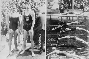 Swimmers at 400 Meter Competition Print, Paris 1924