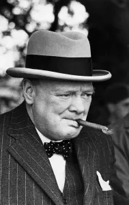 Politician Prints: Winston Churchill Smoking Cigar Print - 1939