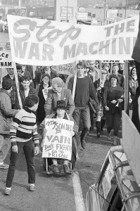 Vietnam War Prints: Woman in Wheelchair Protests Vietnam War, 1965 Print