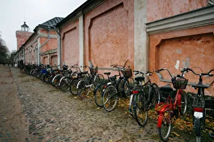 Bicycles parking lot near passenger ferry terminal in Suomenlinna, Finland Bicycles parking lot near passenger ferry terminal in Suomenlinna, Finland