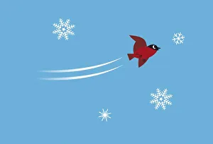 <b class=qtipBold><figcaption>Bird flying between snowflakes</figcaption></b><br>Bird flying between snowflakes. Bird flying between snowflakes