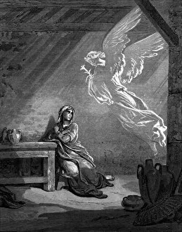 Images Dated 4th November 2009: Black and white depiction of the Annunciation