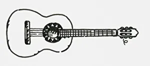 Black and white digital illustration of classical guitar Black and white digital illustration of classical guitar