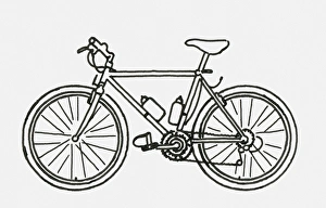 Black and white digital illustration of racing bicycle Black and white digital illustration of racing bicycle
