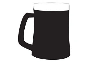 Black and white digital illustration representing beer in glass with handle Black and white digital illustration representing beer in glass with handle