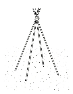 Black and white illustration, bamboo wigwam Black and white illustration, bamboo wigwam