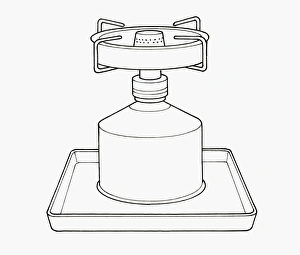 Black and white illustration camping stove Black and white illustration camping stove