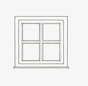 Black and white illustration of casement window Black and white illustration of casement window