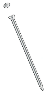 Black and white illustration of finishing nail with smooth shank and round head Black and white illustration of finishing nail with smooth shank and round head
