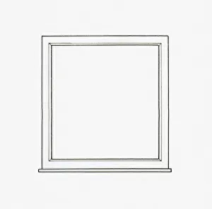 Black and white illustration of picture window Black and white illustration of picture window