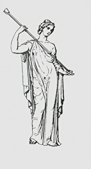 Black and white illustration of Roman virgin goddess Vesta Black and white illustration of Roman virgin goddess Vesta