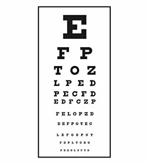 Front View Gallery: Black and white illustration of Snellen chart