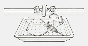 Black and white illustration of a tray with holes in it Black and white illustration of a tray with holes in it