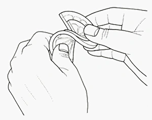 Black and white illustration of twisting lemon slices together Black and white illustration of twisting lemon slices together