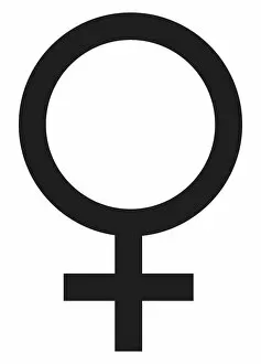 Fortune Telling Gallery: Black and White Illustration of Venus astrological symbol