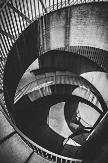 Black & white stair case with stark sunlight Black & white stair case with stark sunlight
