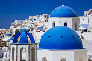 Blue dome of church in Oia village, Santorini Blue dome of church in Oia village, Santorini