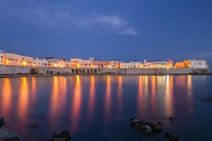 Blue hour, Seno della purita city beach, old town Gallipoli, Lecce, Apulia province, Italy Blue hour, Seno della purita city beach, old town Gallipoli, Lecce, Apulia province, Italy