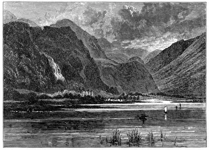 Borrowdale Valley and Derwentwater Lake in the Lake District, England - 19th Century Borrowdale Valley and Derwentwater Lake in the Lake District, England - 19th Century