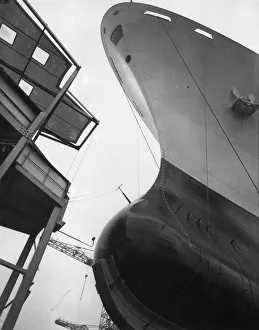 The bow of the new 830-foot P&O liner Canberra on the day of its launch at Belfast The bow of the new 830-foot P&O liner Canberra on the day of its launch at Belfast