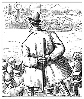 British London satire caricatures comics cartoon illustrations: Watching horse race British London satire caricatures comics cartoon illustrations: Watching horse race