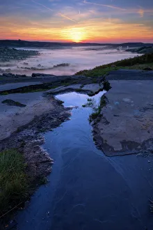Broken Road Autumn sunrise, Castleton, English Peak District. UK Broken Road Autumn sunrise, Castleton, English Peak District. UK