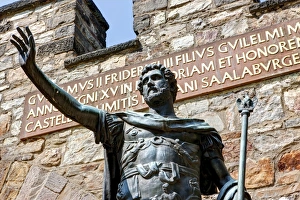 Bronze statue of Augustus the Roman emperor at the entrance of the reconstructed Saalburg Bronze statue of Augustus the Roman emperor at the entrance of the reconstructed Saalburg