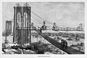 Digital vision vectors/brooklyn bridge construction victorian engraving Digital vision vectors/brooklyn bridge construction victorian engraving