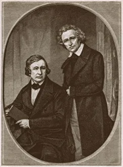 Brothers Wilhelm and Jacob Grimm, wood engraving, published in 1879 Brothers Wilhelm and Jacob Grimm, wood engraving, published in 1879