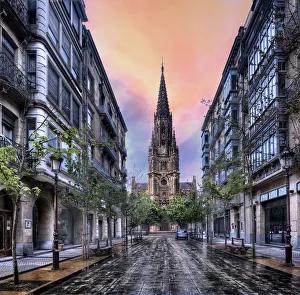 Buen Pastor Cathedral in San Sebastian at dawn Buen Pastor Cathedral in San Sebastian at dawn