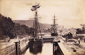 <b class=qtipBold><figcaption>Caledonian Canal</figcaption></b><br>circa 1880: Sailing vessel Margaret Reid in the Caledonian Canal at Muirton. The canal was completed in 1887 and runs between the Irish Sea on the west and the North Sea on the east. As it links a series of lochs only 23 miles of waterway is actually artificial. The water is too shallow for modern commercial vessels to navigate but it is still used for pleasure cruises. (Photo by Hulton Archive/Getty Images) Caledonian Canal