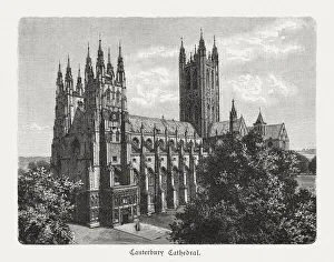 Canterbury Cathedral, Kent, England, wood engraving, published in 1897 Canterbury Cathedral, Kent, England, wood engraving, published in 1897