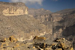 Canyon, valley of the Grand Canyon of Oman in Wadi Nakhur at the foot of Jebel Shams Mountain, Al Hajar Mountains Canyon, valley of the Grand Canyon of Oman in Wadi Nakhur at the foot of Jebel Shams Mountain, Al Hajar Mountains