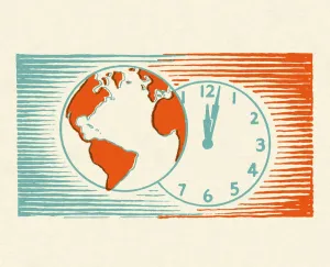 Globe and Clock Print - Captivating Art Illustrations