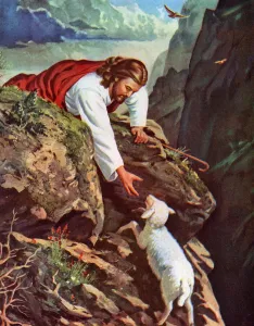 Jesus Reaching for a Lost Sheep Fine Art Print